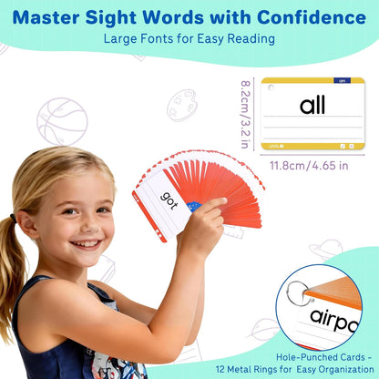 1180 Sight Words Flash Cards Kindergarten Hooked on Phonics Dolch & Fry High Frequency Site, Learn to Read CVC Blends, Short/Long Vowel Sounds, Games for 1 2 3 4 5 6 Grade, Kids 4-13 Years