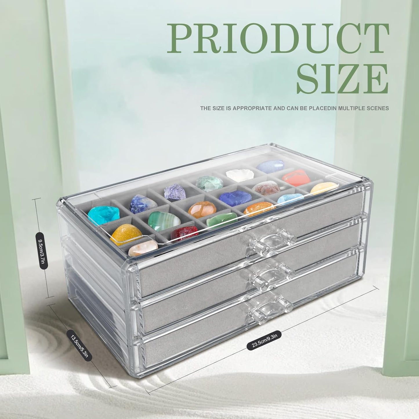 Rock Display Case, Rock Collection Box for Kids & Adults | Crystal Display Shelf, Organizer & Case for Gemstone, Fossil, Mineral | Rock Collection Display Case for All Collectibles