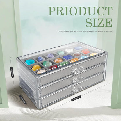 Rock Display Case, Rock Collection Box for Kids & Adults | Crystal Display Shelf, Organizer & Case for Gemstone, Fossil, Mineral | Rock Collection Display Case for All Collectibles
