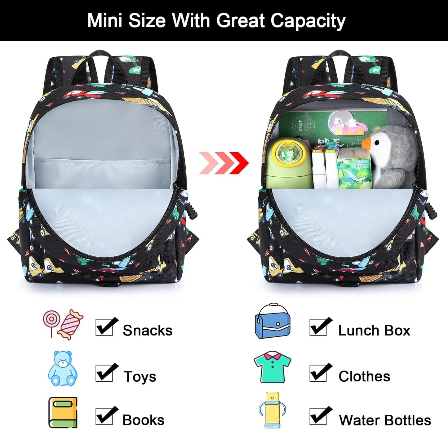 Accmor Toddler Backpack Leash, Mini Child Backpack with Anti Lost Wrist Link, Cute Kids Backpack Leash Walking Harness for Outdoor Travel, Small Excavator Backpack Tether for Baby Boys Girls Ages 1-3