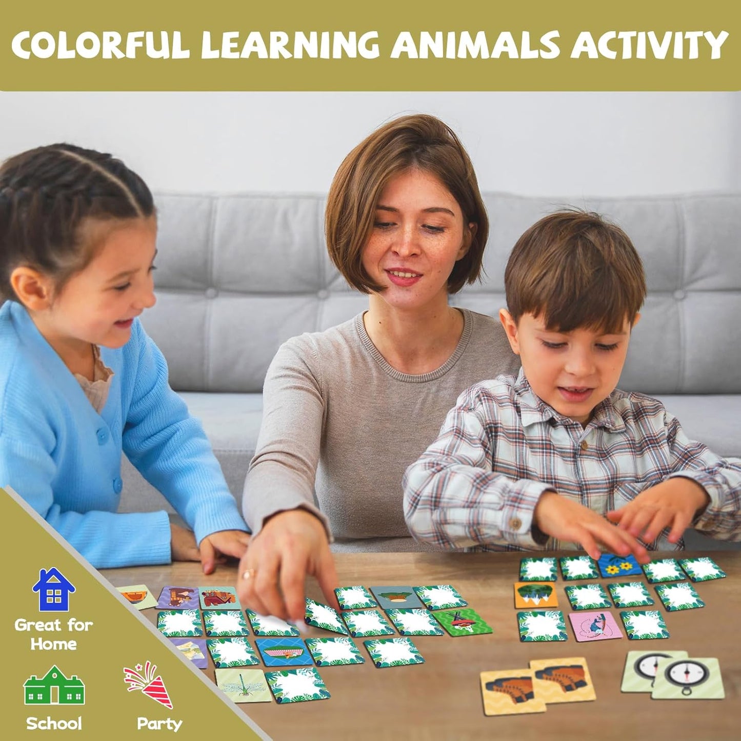 zheyistep 100 PCS Animal Matching Game for Kids Toddlers Memory Game, Animal Match Game Concentration Card Game for Boys Girls Preschool Learning Activities