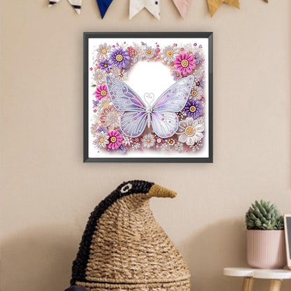 POETRYDRAW Pink Butterfly Special Shaped 5D DIY Partial Drill Diamond Art Painting Kit 30x30cm (Butterfly-1)