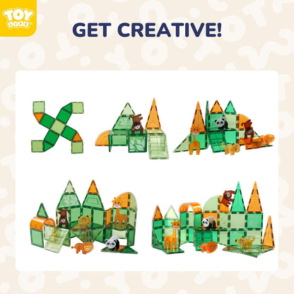 TOY Life 38 Pcs Magnetic Tiles Animals for Toddlers 3-5 Magnet Blocks for Kids Ages 4-8 STEM Magnet Tile Toys Building Tiles Set Christmas Birthday Gift for Boys and Girls