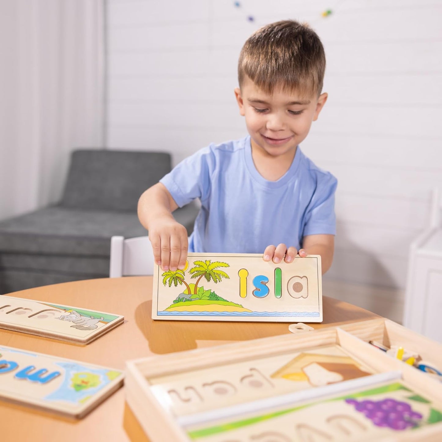 Melissa & Doug See & Spell Wooden Educational Toy with 8 Double-Sided Spelling Boards and 64 Letters Preschool Learning Activities, See & Spell Learning Toys for Kids Ages 4+