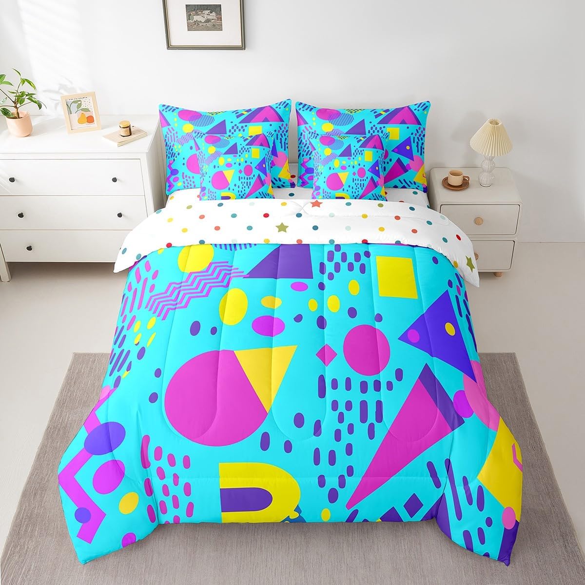 Erosebridal Chemical Equation Bed in a Bag Queen Comforter Set 7 Piece,Chemistry Bedding Sets Science Students Learning Gift Sheet Set with Comforter,Molecular Formula Education Bed Set - Colors B