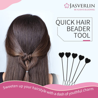 JASVERLIN Hair Beader Tool: Automatic Beads Loader for Braids, Ponytails, and Hair Threading Applicator Set (15 pcs, Black)