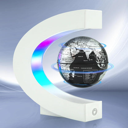 Flagest Magnetic Levitation Floating Globe, Levitating C Shape Globe with LED Lights for Education Home Office Desk Bookshelf Decor, Holiday Anniversary Creative Gift(3.3 Inches)