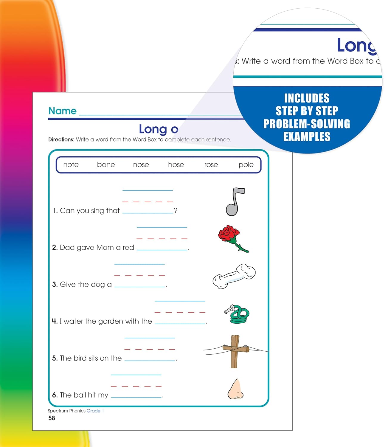 Spectrum 1st Grade Phonics Workbooks, Vowel, Consonant, and Ending Sounds and Pairs, Letters, Words, and Sentence Writing Practice, Classroom or Homeschool Curriculum