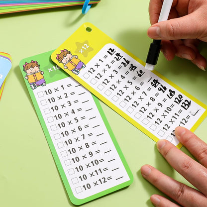 Multiplication and Division Flash Cards 30Pcs 0-12 Times Table Math Division Flash Cards with 4 Dry Erase Markers and 2 Rings for 1st to 3rd Grade Classroom Home