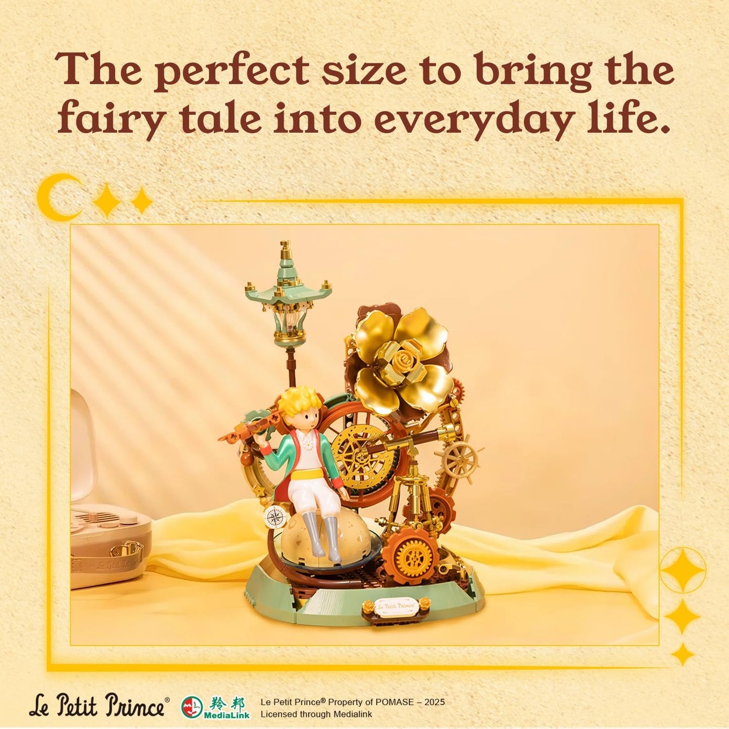 PANTASY The Little Prince – Starry Journey Building Set, Vintage Mechanical Pocket Watch-Inspired Model with Gears, Telescope & Golden Rose, Collectible Display Toy with Exclusive Prince Figure