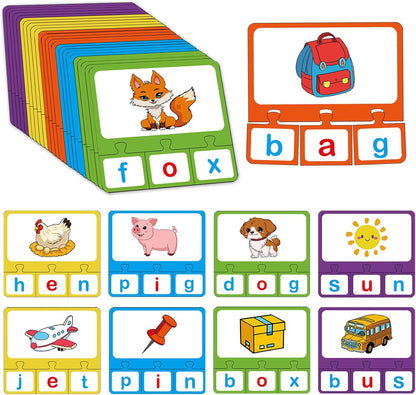 CVC Word Puzzles for Kids, 25 PCS Alphabet Letter Puzzle, CVC Words Building Games, Speech Therapy Materials for Toddler, Learning Spelling Game, Preschool Kindergarten Classroom Must Haves