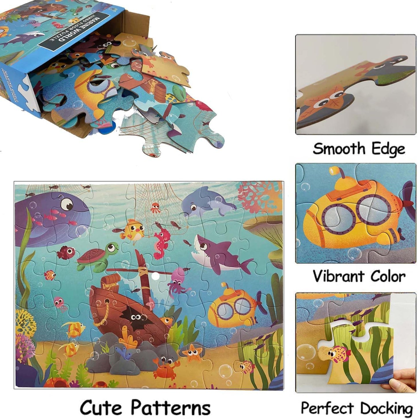 Jumbo Floor Puzzle for Kids, Large Jigsaw Puzzles 35 Piece for Kids Ages 3-5,Preschool Learning & Education Toys, Gifts for 4-8 Year Old Boys and Girls (Grassland Animal)