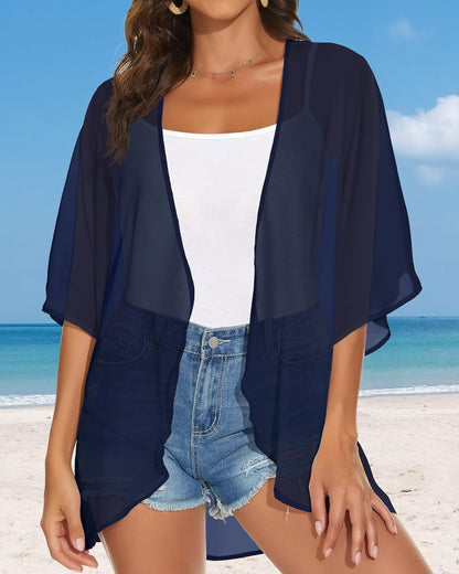 Womens Kimono Cardigans Beach Cover ups Swimwear Puff Sleeve Loose Casual Summer Tops 2026