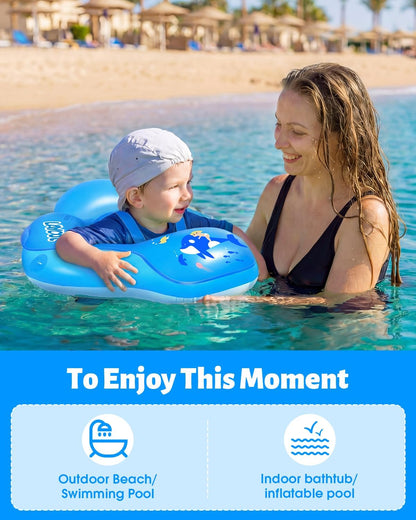 LAYCOL Baby Pool Float with Canopy UPF50+, 5 Point Safety Buckle No Flip Over, Inflatable Toddler Floaties Infant Pool Floats with Double Air Chambers, Baby Beach Essentials/Traval for 3-36M