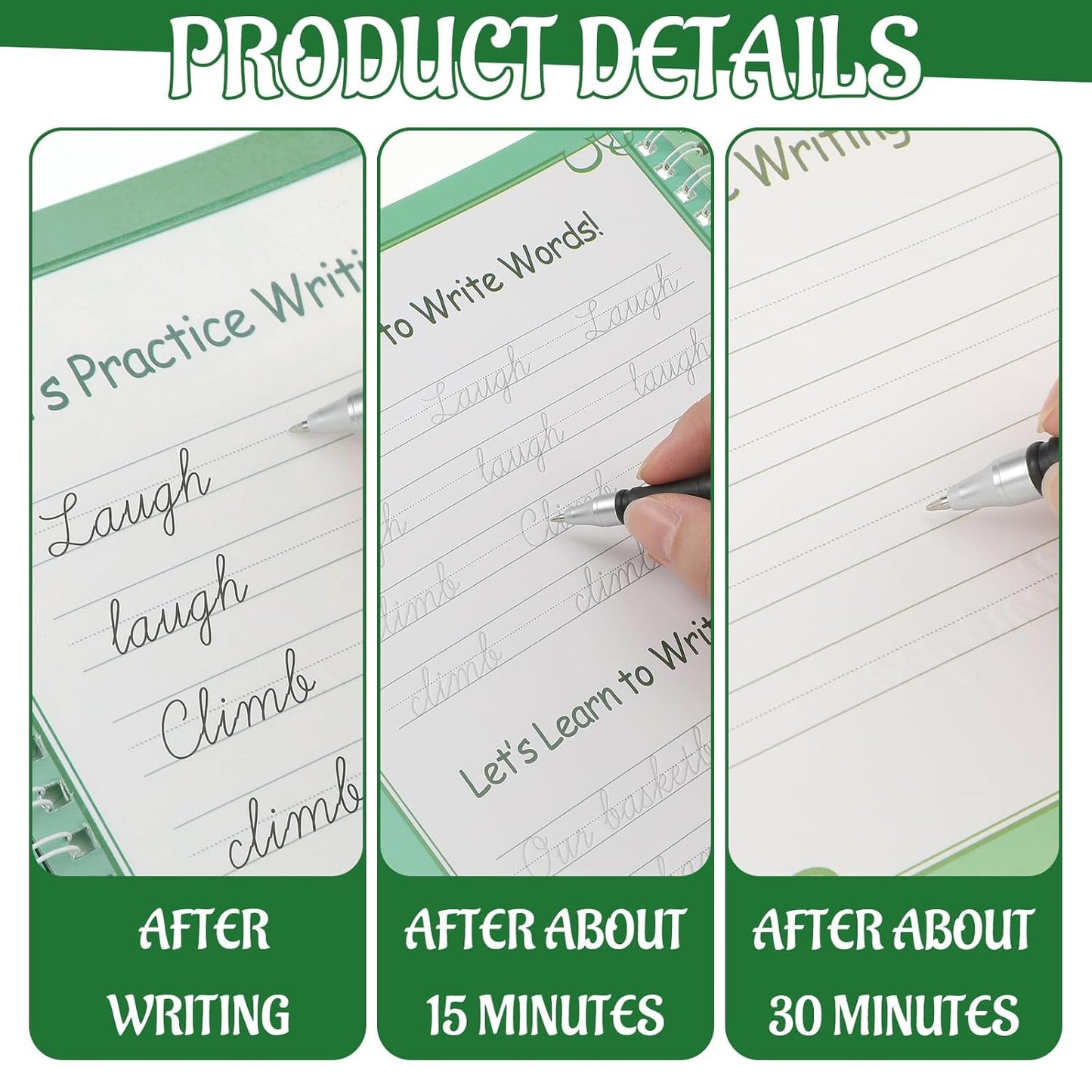 Gilprop Grooved Cursive Handwriting Workbook Reusable Handwriting Practice Copybooks with Special Ink Cursive Writing Practice Book for Kids Beginners Learning Activities(Words and Sentences)