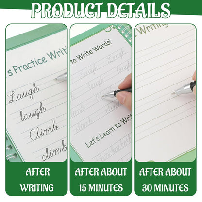 Gilprop Grooved Cursive Handwriting Workbook Reusable Handwriting Practice Copybooks with Special Ink Cursive Writing Practice Book for Kids Beginners Learning Activities(Words and Sentences)