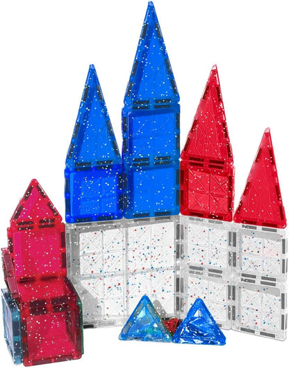 CreateOn Crayola Mini Magnetic PIP-Tiles, Building Set for Kids, Magnetic Building Toys for Kids, STEM Travel Toys for Boys and Girls Ages 3+, 24-Piece Set (Glitter)