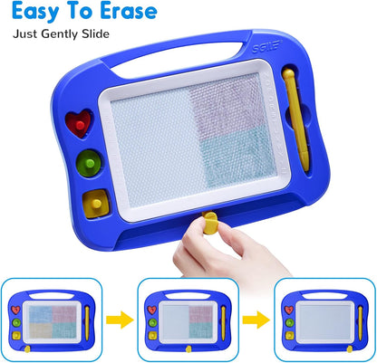 SGILE Toddler Toys for Kids, Large Magnetic Drawing Board for Birthday Gift, Toys for 1 2 3 4 Year Old Girls Boys, Etch & Sketch Pad with 4 Stamps, Learning and Educational, 16 ×13 in, Blue