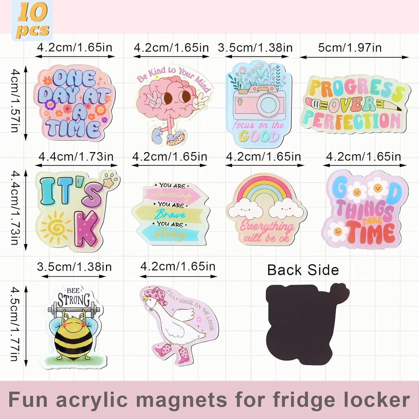 Weewooday 10 Pcs 2026 Inspirational Refrigerator Fridge Magnets Motivational Magnets Bulk Graduation Gift Funny Glass Quote Magnetic Decor for Cabinet Kitchen Whiteboard Locker Office Accessories