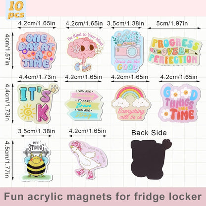 Weewooday 10 Pcs 2026 Inspirational Refrigerator Fridge Magnets Motivational Magnets Bulk Graduation Gift Funny Glass Quote Magnetic Decor for Cabinet Kitchen Whiteboard Locker Office Accessories