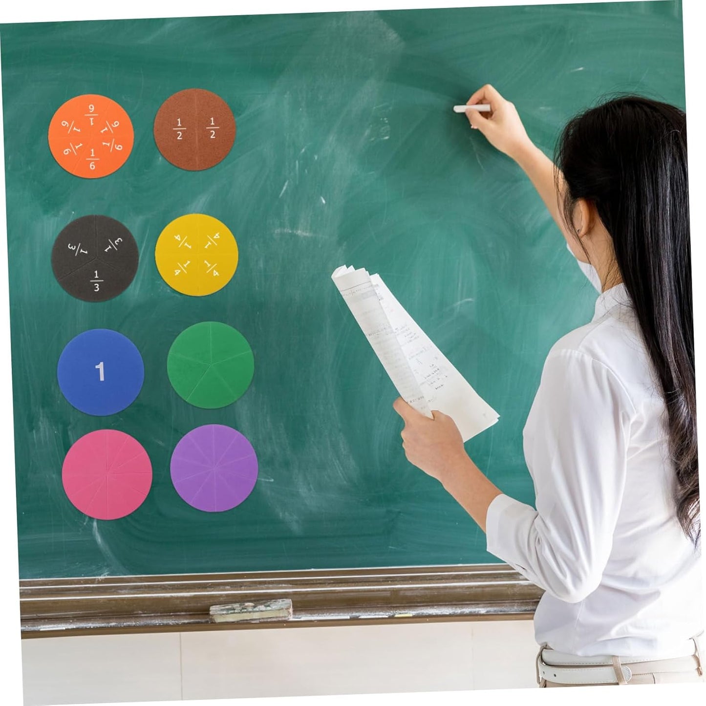 DOITOOL 1 Set Eva Fraction Circles Educational Math for Fraction Learning Tray for School and Home Study Safe and Teaching Aid for Preschool and Elementary Students