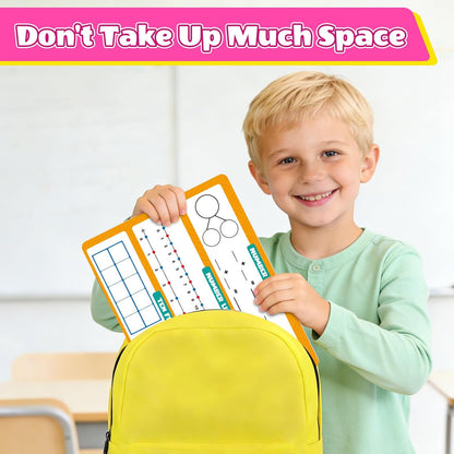12 Pack 1-120 Number Chart Dry Erase Flash Card,12" x 9" Number Line Ten Frame Math Manipulatives for Student Teacher Kindergarten 1ST 2ND Classroom Homeschool Supplies Small White Board