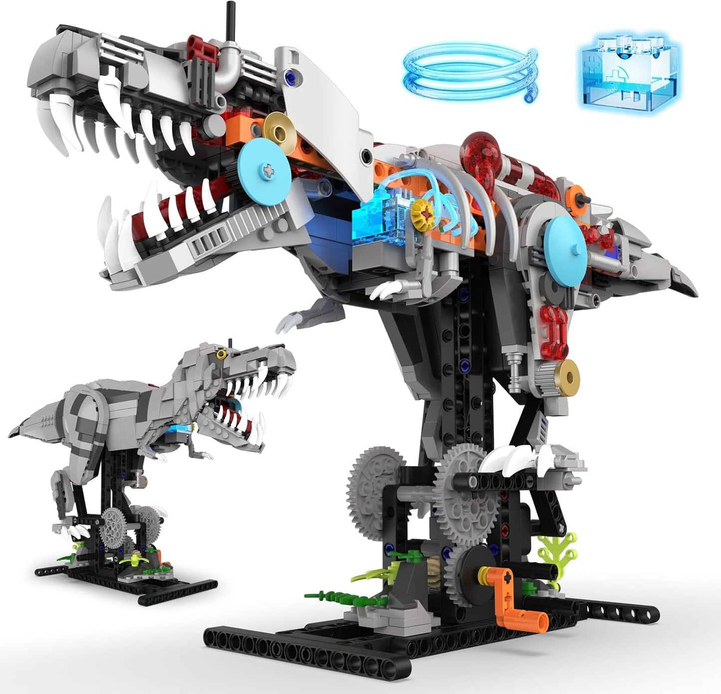 Mechanical T-Rex Dinosaur Building Set with Lights, Rotatable Components & Display Stand, STEM Building Toy for Boys 8-14, Home Office Decor for Adults, Mechanical Enthusiasts (730PCS)