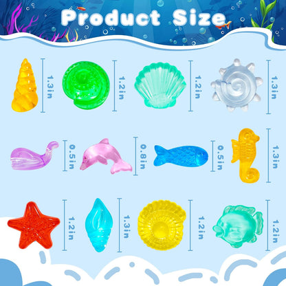 QEQEKAKA 100pcs Ocean Sensory Bin Filler Kit - Plastic Seashells Acrylic Gems for Diving, Vase Filler Decor, Mermaid Pool Treasure Hunt (0.5"-1.3" Fake Beach Shells)