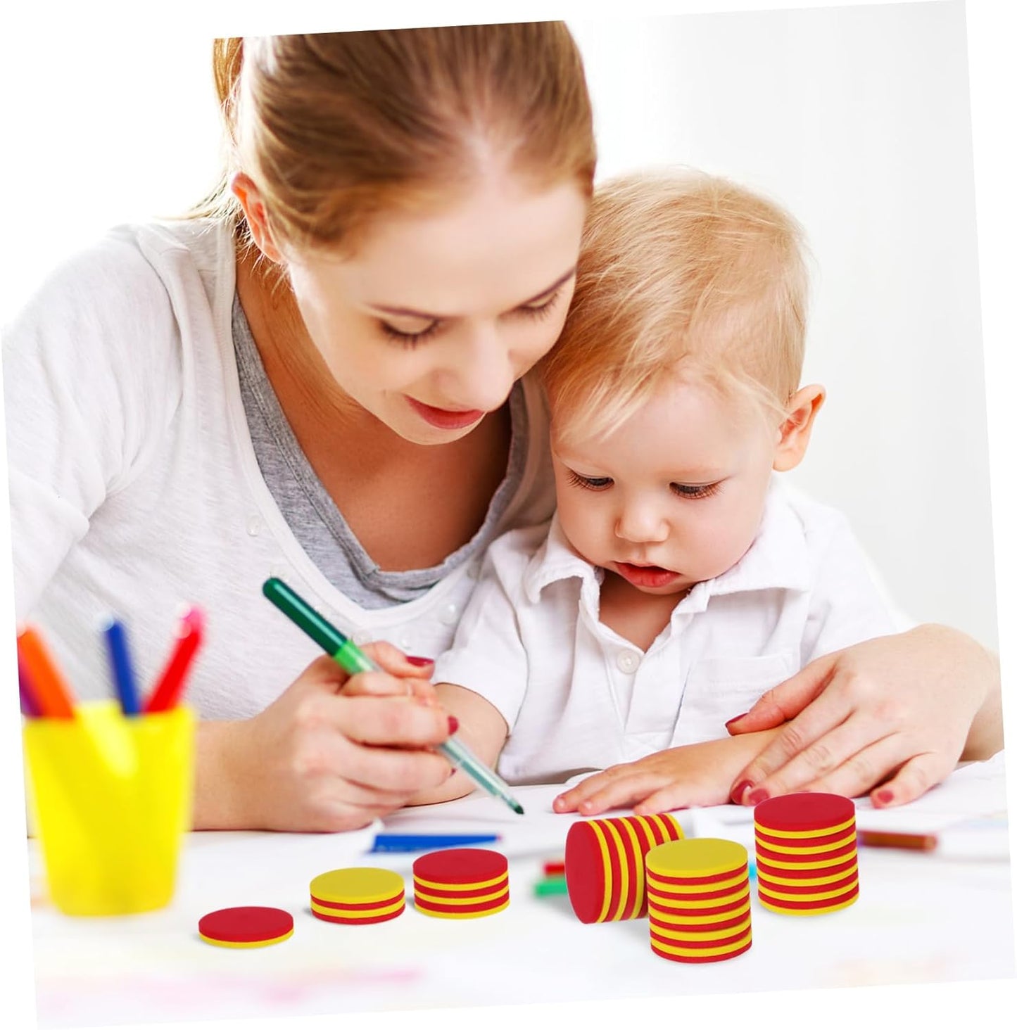 BESPORTBLE 2sets Discs Math Learning Counters Math Addition Math Counters Counting Blocks for Counting Blocks for Math Tokens Color Counting Chips 100pcs*2