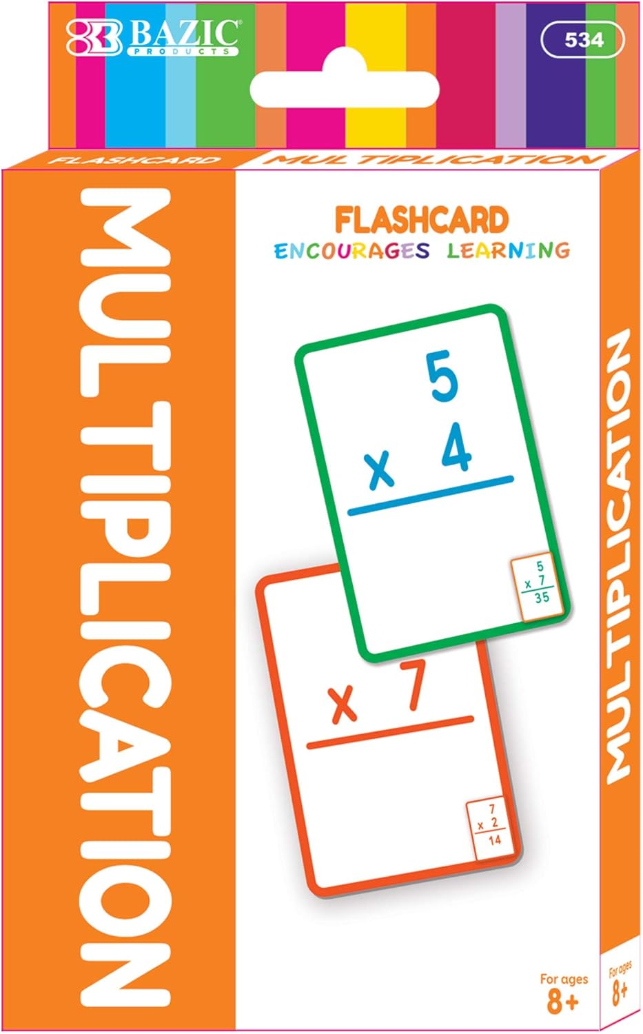 BAZIC Products Multiplication Flash Cards, Numbers Elementary Math Flashcards at School, Problem Solving (36/Pack), 72-Packs