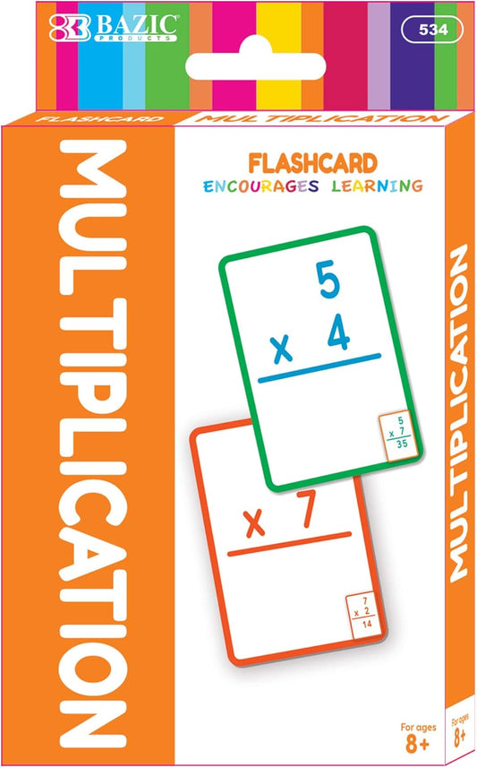 BAZIC Products Multiplication Flash Cards, Numbers Elementary Math Flashcards at School, Problem Solving (36/Pack), 72-Packs