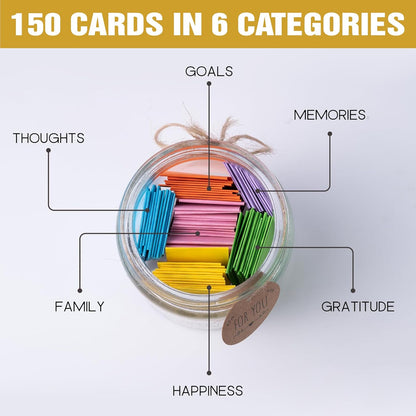 Conversation Cards for Kids In Jar, 150 Cards, Connect, Build Social Emotional Learning Skills, Mental Health Decor for School, Counseling Decor, Back to School Supplies