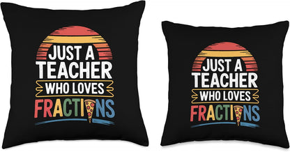 Pizza Fractions Math Slices Learning - Parts & Circle Throw Pillow