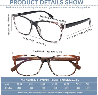 CLASAGA Progressive Multifocus Reading Glasses for Women, Pattern Print Blue Light Block Stylish Ladies Computer Readers