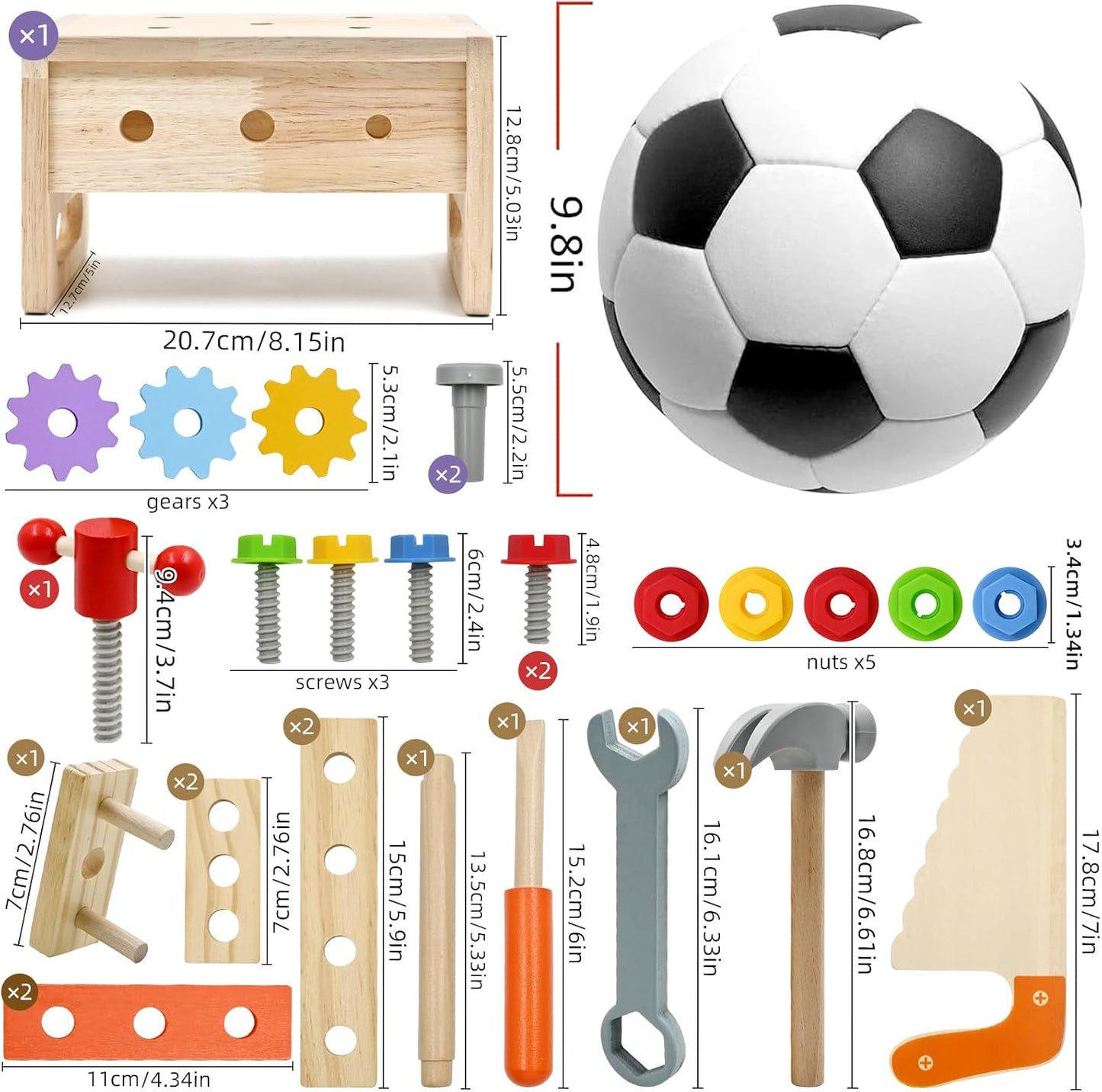 AiTuiTui 29PCS Kids Tool Set with Wooden Tool Box, Toddler Tool Set Montessori Pretend Play Construction Toys, STEM Educational Toys for 2 3 4 5 Year Old Boys Girls, Birthday Easter Gift