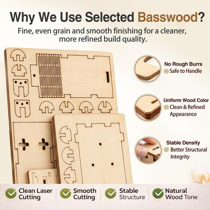 FM Radio Kit, STEM Toys for Ages 8-13, DIY Wooden 3D Puzzle to Build a Working FM Radio, Educational Science Kit for Kids 8-12+, 88-108 MHz