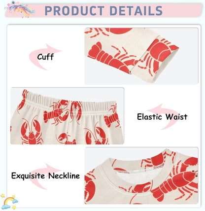 ALAZA Shark Starfish Palm Tree 2 Piece Pajama Set Long Sleeve Top and Pants Sleepwear Unisex - Colors B