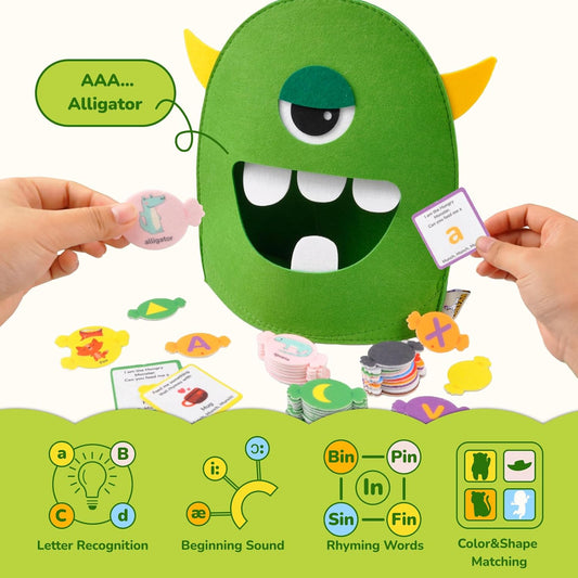 CHEFAN Alphabet Learning Toy,The Alphabet Monster,Letter Recognition Matching Game,Montessori Preschool Toys,ABC Learning Toys for Kids Ages 3, 4, 5, 6