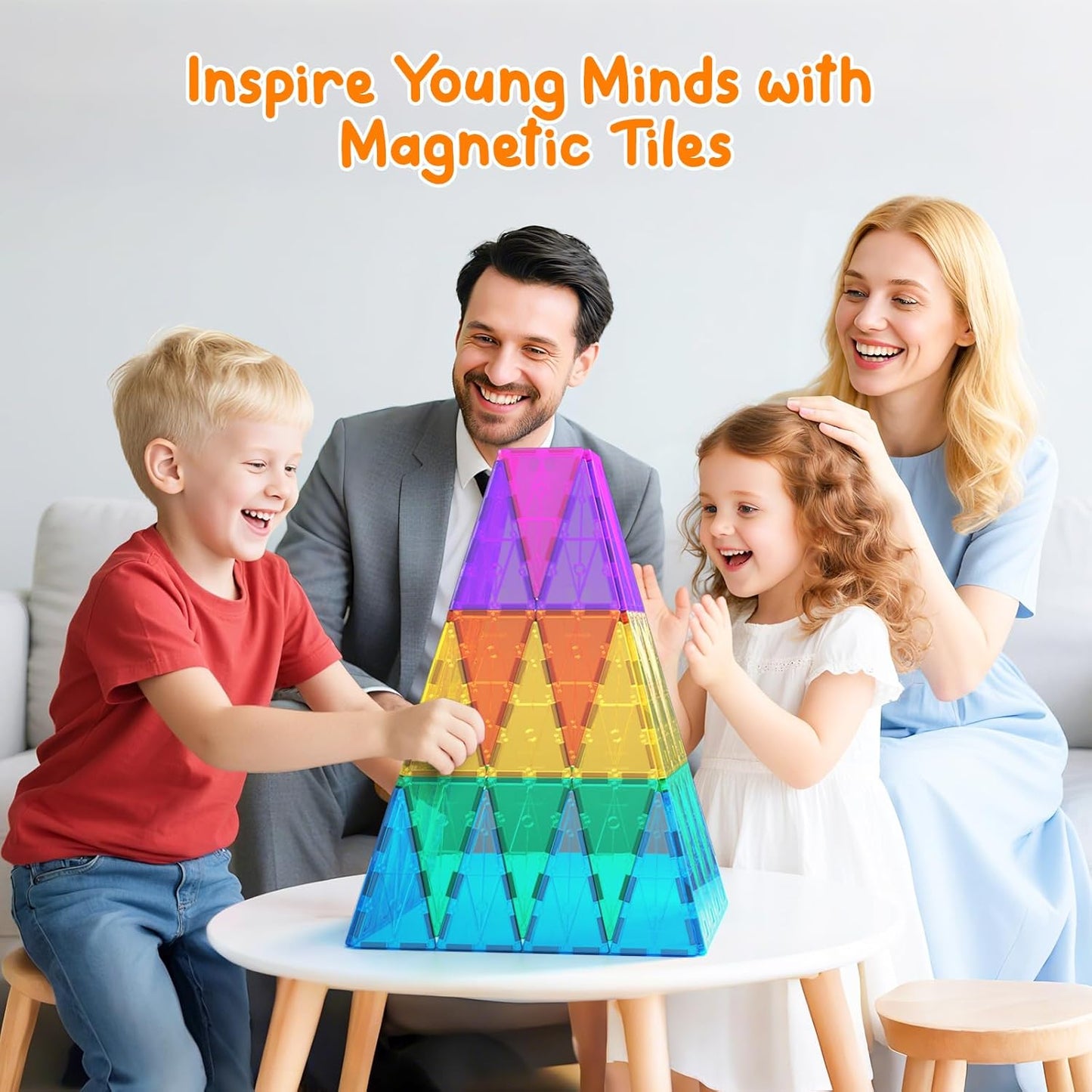 STEM Magnetic Tiles 70PCS Educational Toys for Kids Ages 3-8, Montessori Sensory Magnet Blocks for Toddlers, Classroom & Home Construction Kit