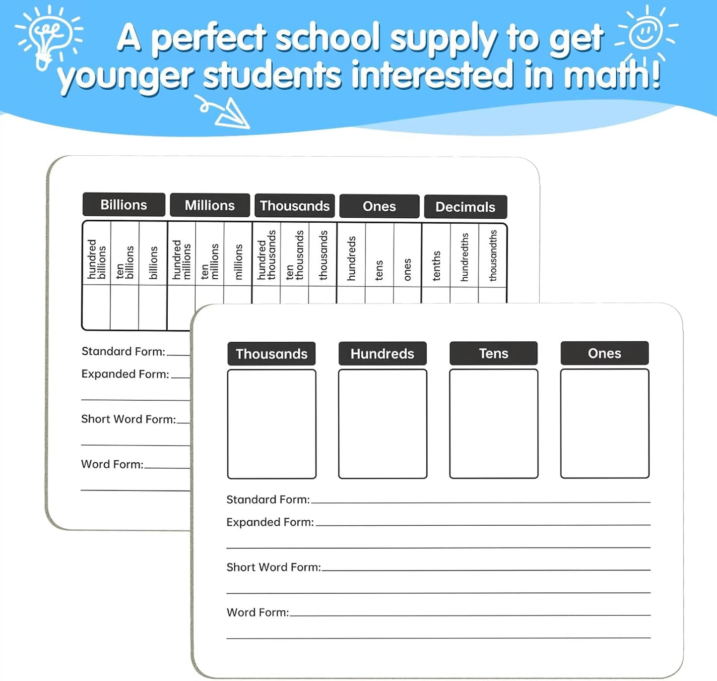Multiplication Chart Whiteboard - Double-Sided Times Table, 9" x 12" Dry Erase Board, Math Manipulatives White Board for Kids Students, Classroom and Home Learning
