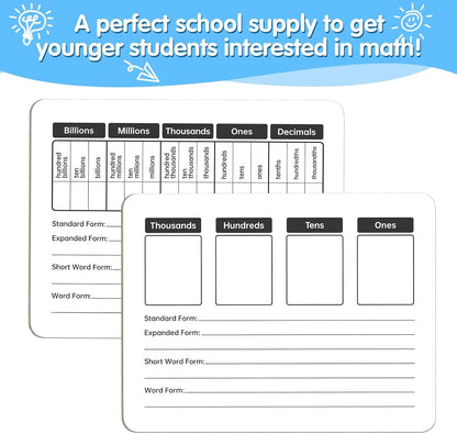 Multiplication Chart Whiteboard - Double-Sided Times Table, 9" x 12" Dry Erase Board, Math Manipulatives White Board for Kids Students, Classroom and Home Learning