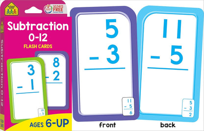 School Zone Get Ready Flash Cards Addition & Subtraction 2-Pack: 112 Math Cards, 1st & 2nd Grade, Addition 0–12, Subtraction 0–12, Early Math, Speed & Retention, Ages 6–8