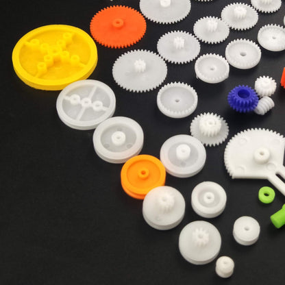 EUDAX 82 pcs Plastic Gear Package Kit - DIY Gear Assortment Accessories Set for Toy Motor Car Robot Various Axle Belt Bushings