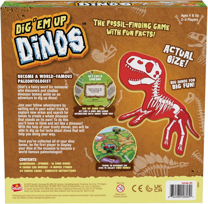 Goliath Dig 'Em Up Dinos - Fossil-Finding, Dino-Building Game Includes Fun Dinosaur Facts - 2-4 Players, Ages 4 and Up