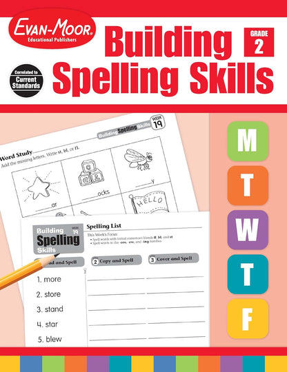 Evan-Moor Building Spelling Skills, Grade 2 - Homeschooling & Classroom Resource Workbook, Reproducible Worksheets, Teaching Edition, Spelling Strategies, Reading and Writing Skills