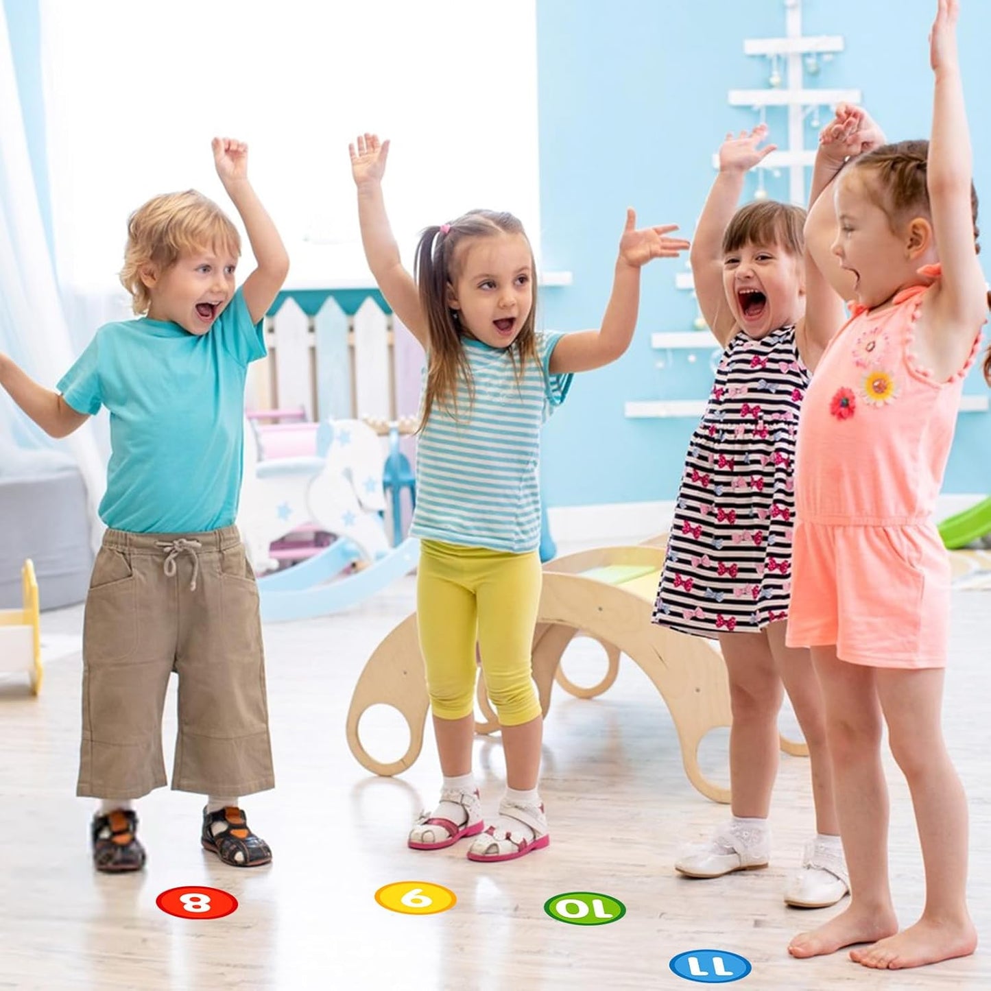 FaCraft Boho Line Up Spots for Classroom Floor - 48Pcs Floor Numbers for Classroom Lining Up Waterproof Number Stickers Markers for Preschool Kindergarten Elementary Back to School Teacher Must Haves