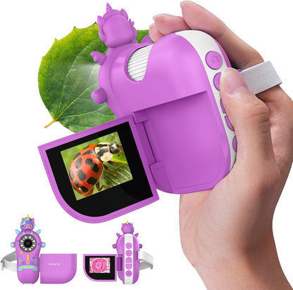 Digital Microscope for Kids Handheld Miniscope - 4K 2.0" Screen Rechargeable 1000X Mini Pocket Portable Magnifying Glass Edu Learning Science Toy Gift with Slides Kit 4-12 Children Students (Violet)