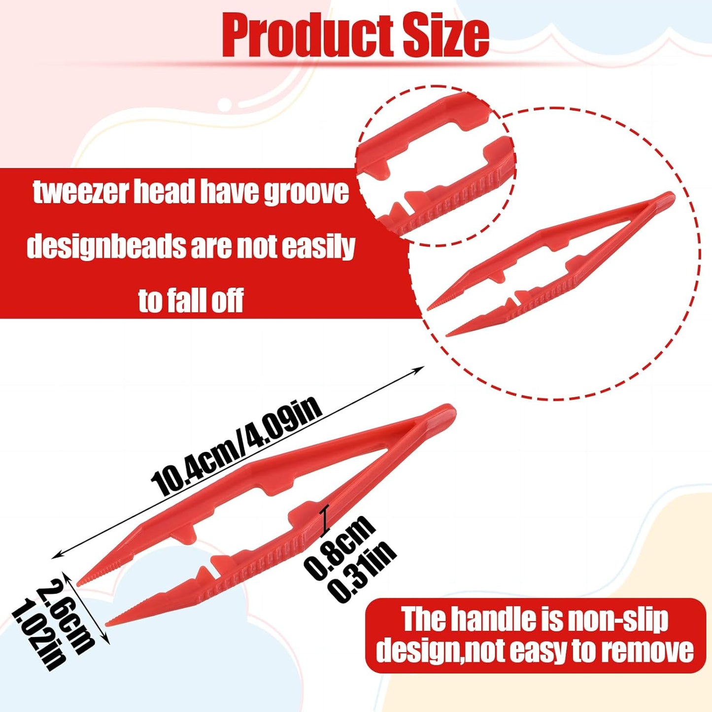 Nogeqi 24PCS Plastic Tweezers, 4.09inch Craft Tweezers Set for Kids Adults Beading Projects Handmade DIY Crafts Jewelry Making for Home Classroom School Use (6 Colors)