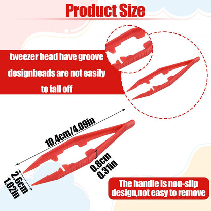 Nogeqi 24PCS Plastic Tweezers, 4.09inch Craft Tweezers Set for Kids Adults Beading Projects Handmade DIY Crafts Jewelry Making for Home Classroom School Use (6 Colors)