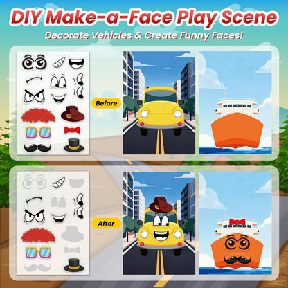 Animals Reusable Sticker Book for Toddlers, DIY Make-a-face Animals Jelly Fun 3D Stickers, Washable Puffy Stickers for Kids Toys, Airplane Road Trip Travel Activities Essentials for Kids 3 4 5 Years
